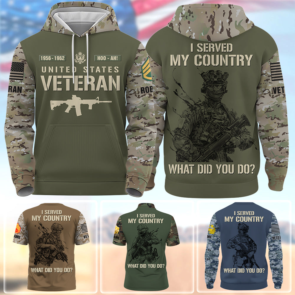 Personalized All Over Print Shirt I Served My Country What Did You Do Pattern Camouflage Military Gift For Veterans K1702 Trhn