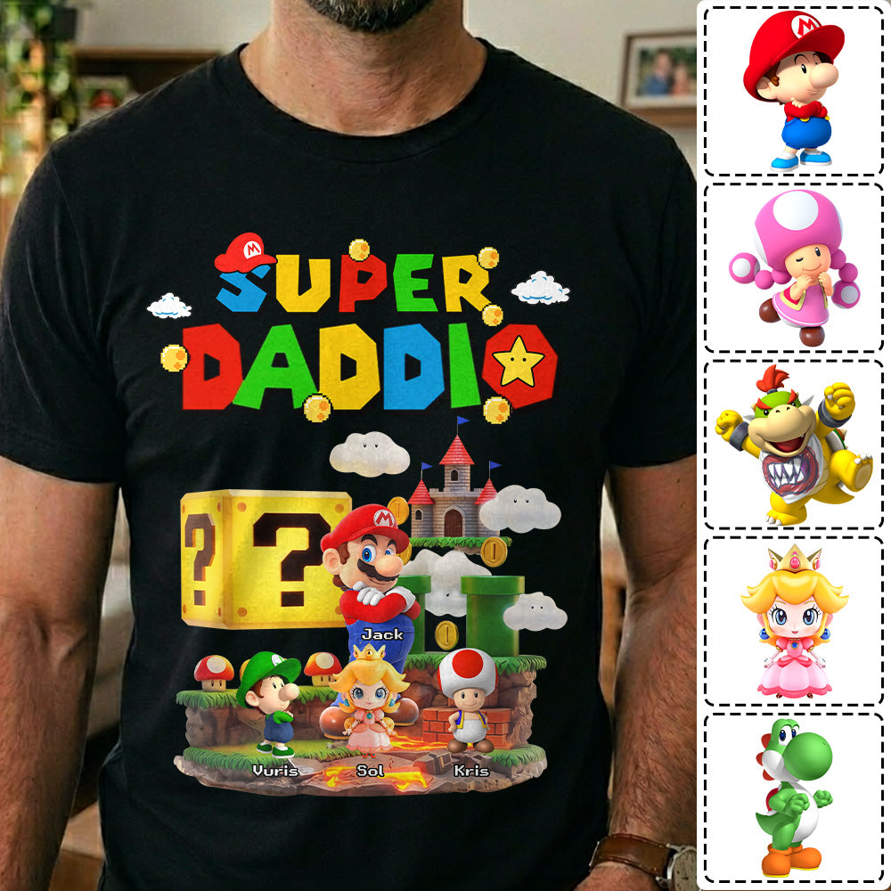 Super Daddio, Personalized Dad Shirt with Custom Kids Name, Gift For Dad, Gift For Father's Day MI209 T24