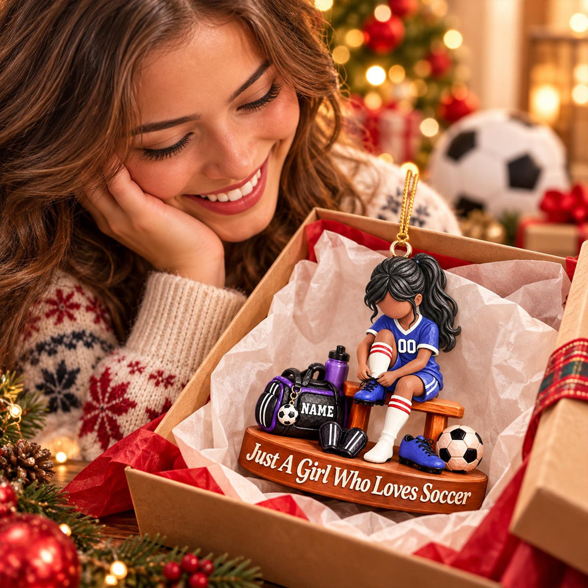 Personalized Soccer Player Ornament, Custom Name Soccer Player Gift Vr2 Hv01