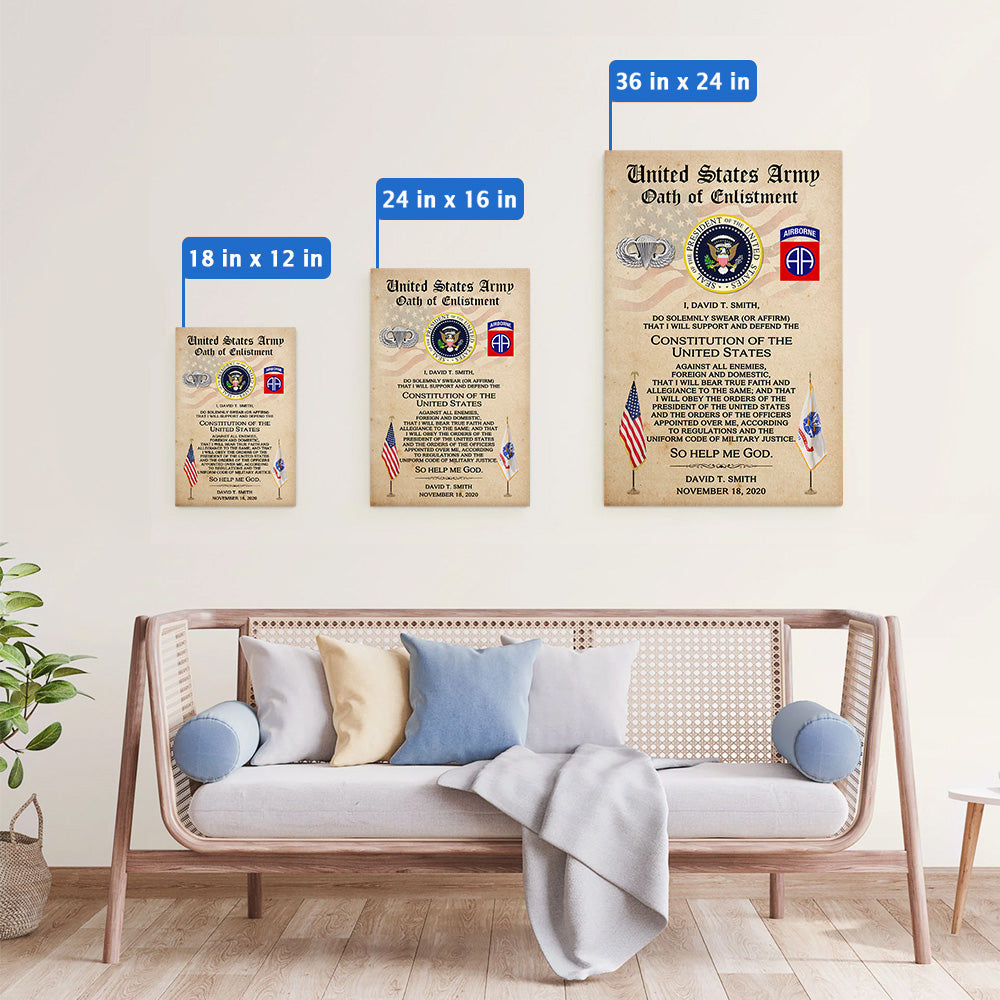 Personalized Canvas And Poster Oath of Enlistment Military Gift For Veteran K1702