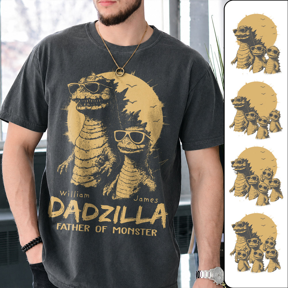 Personalized Dadzilla T-Shirt Father Day Gifts for Dad Funny Papa Tshirt Cool Daddy Dinosaur Tee Hv01
