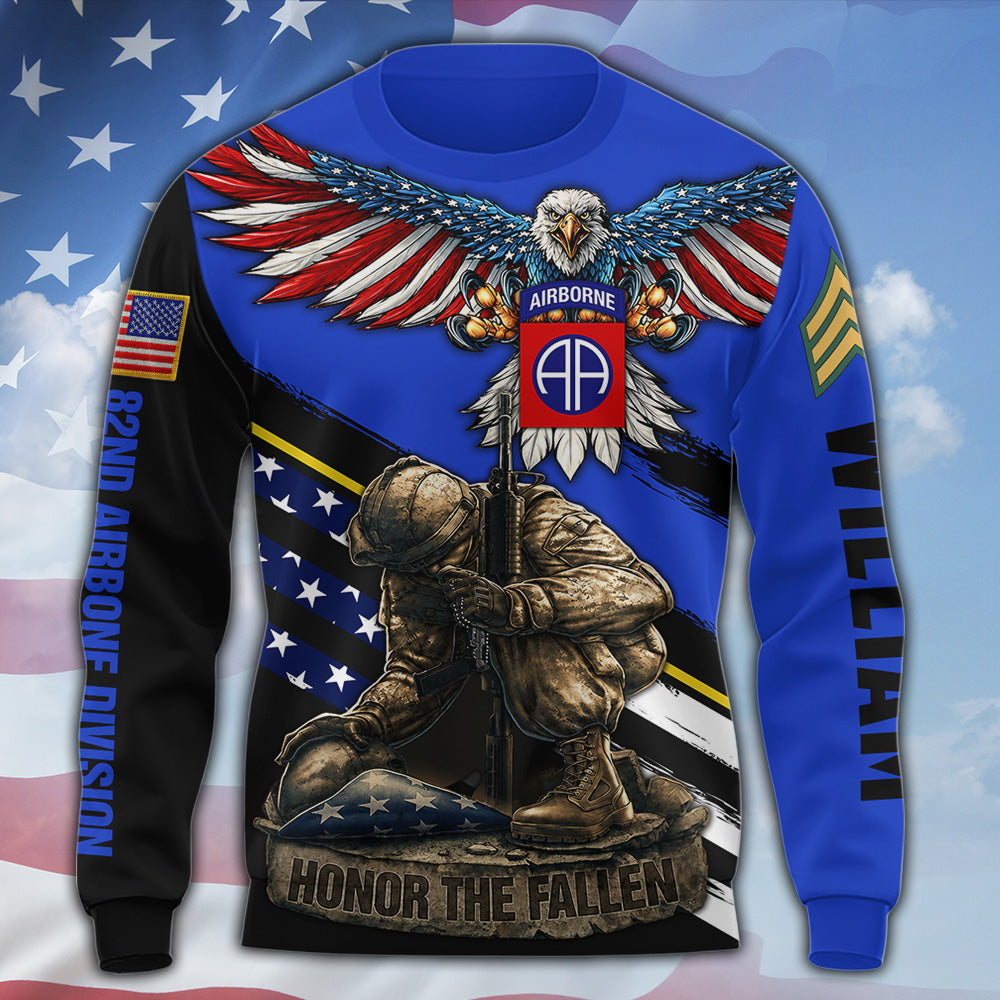 Personalized All Over Print Shirt Eagle America US Veteran Military Shirt United States Custom Military Patches K1702 MT2