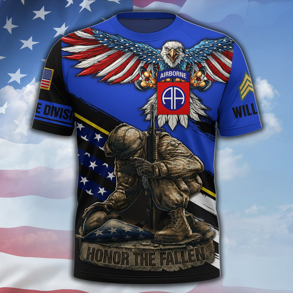 Personalized All Over Print Shirt Eagle America US Veteran Military Shirt United States Custom Military Patches K1702 MT2