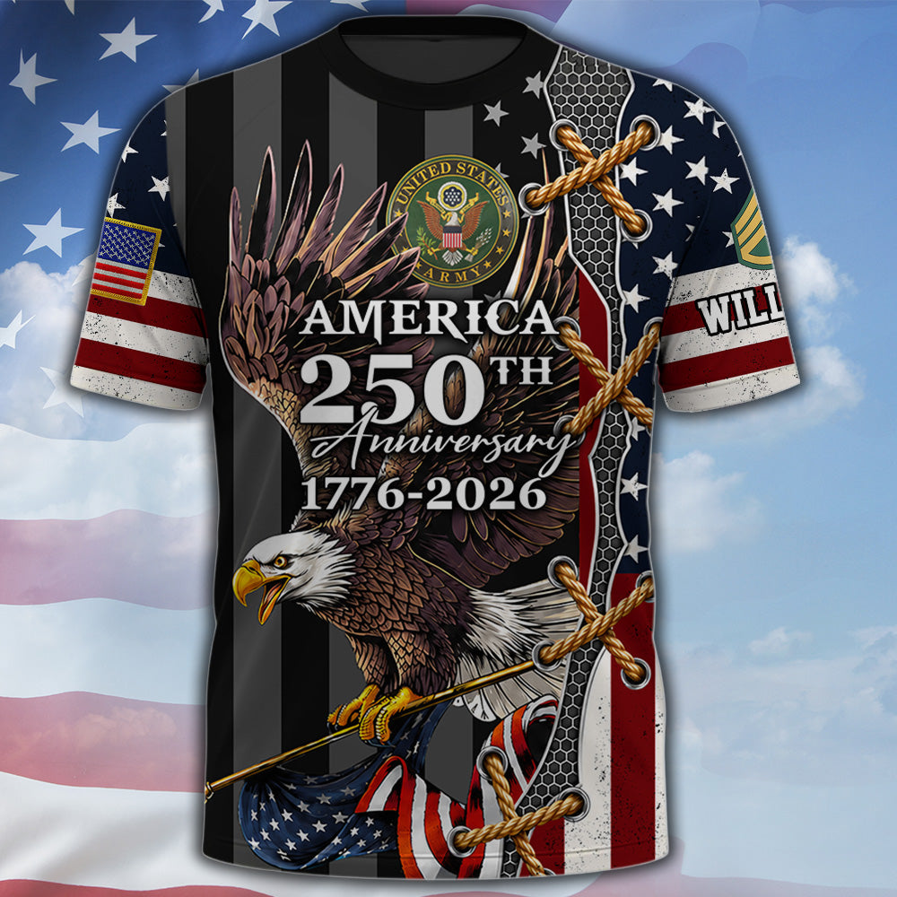 Custom All Over Print Shirt America 250th Anniversary Shirt Eagle Military Gifts For Veterans K1702 MT2