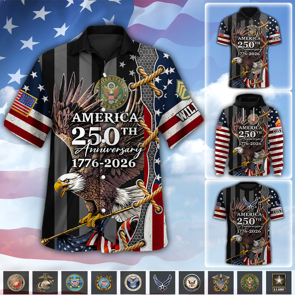 Custom All Over Print Shirt America 250th Anniversary Shirt Eagle Military Gifts For Veterans K1702 MT2