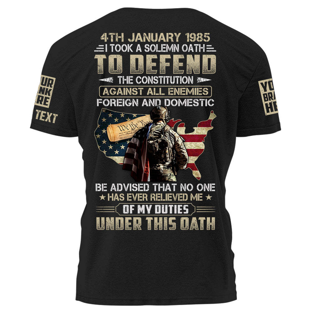 Military Veteran I Once Took A Solemn Oath To Defend The Constitution Personalized Shirt For Veteran K1702