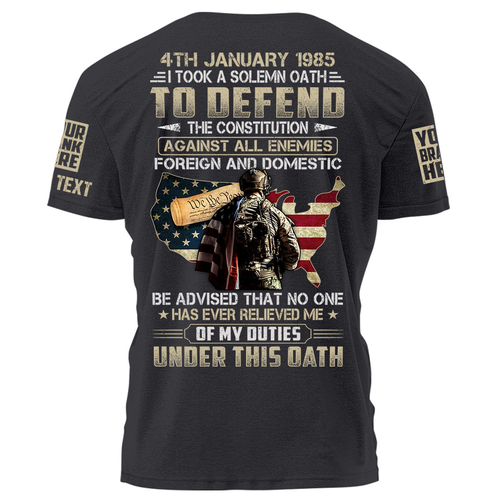 Military Veteran I Once Took A Solemn Oath To Defend The Constitution Personalized Shirt For Veteran K1702