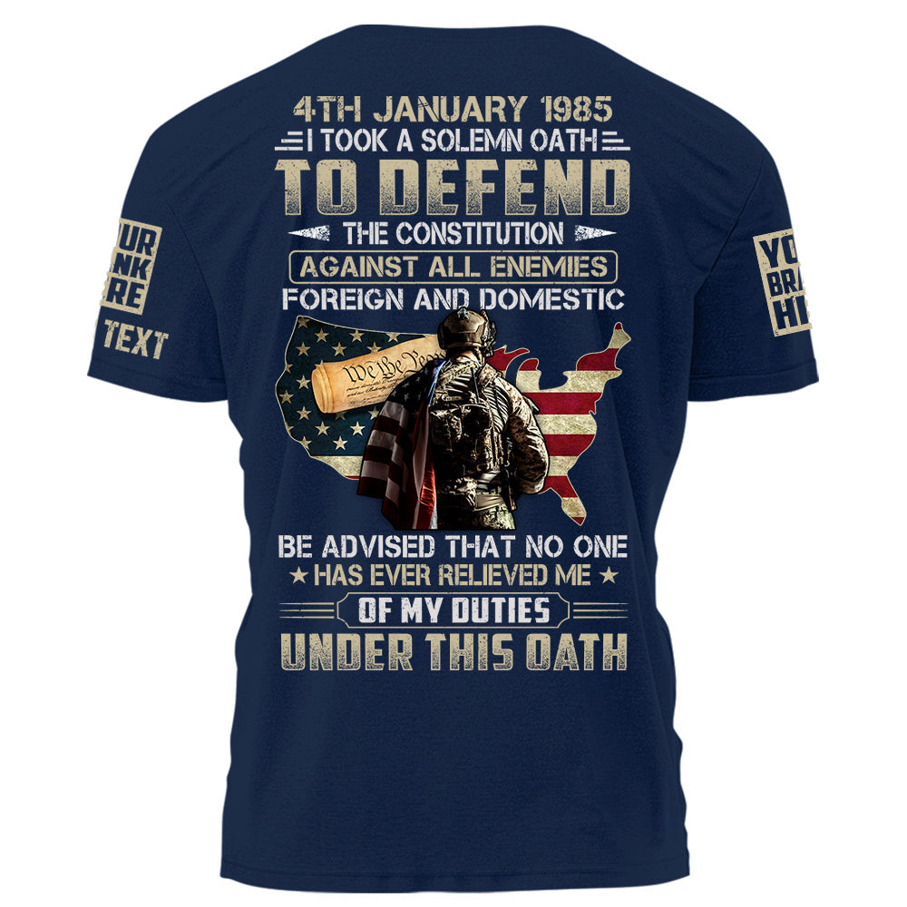 Military Veteran I Once Took A Solemn Oath To Defend The Constitution Personalized Shirt For Veteran K1702
