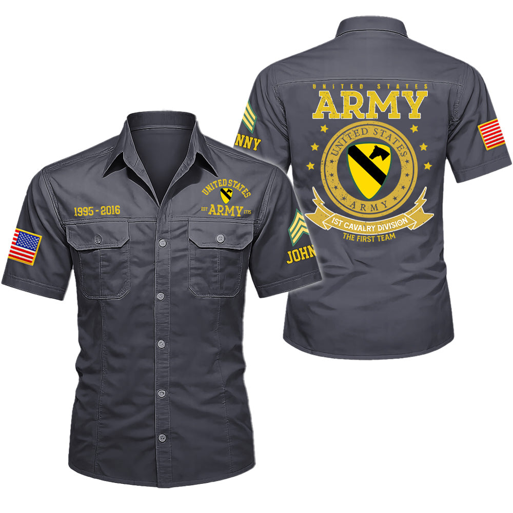 Customized Veteran Cotton Cargo Shirts Military Patches Badges Available All Military Branches K1702 T24