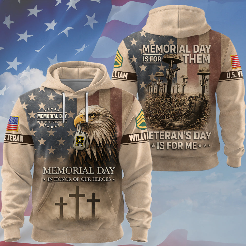 Custom Shirt Memorial Day Is For Them Veteran's Day Is For Me Custom All Branches Logo Shirt For Veteran K1702 MT2