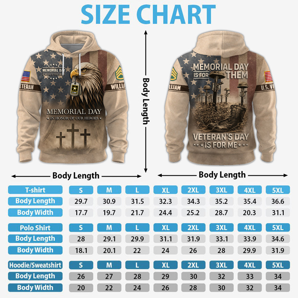 Custom Shirt Memorial Day Is For Them Veteran's Day Is For Me Custom All Branches Logo Shirt For Veteran K1702 MT2