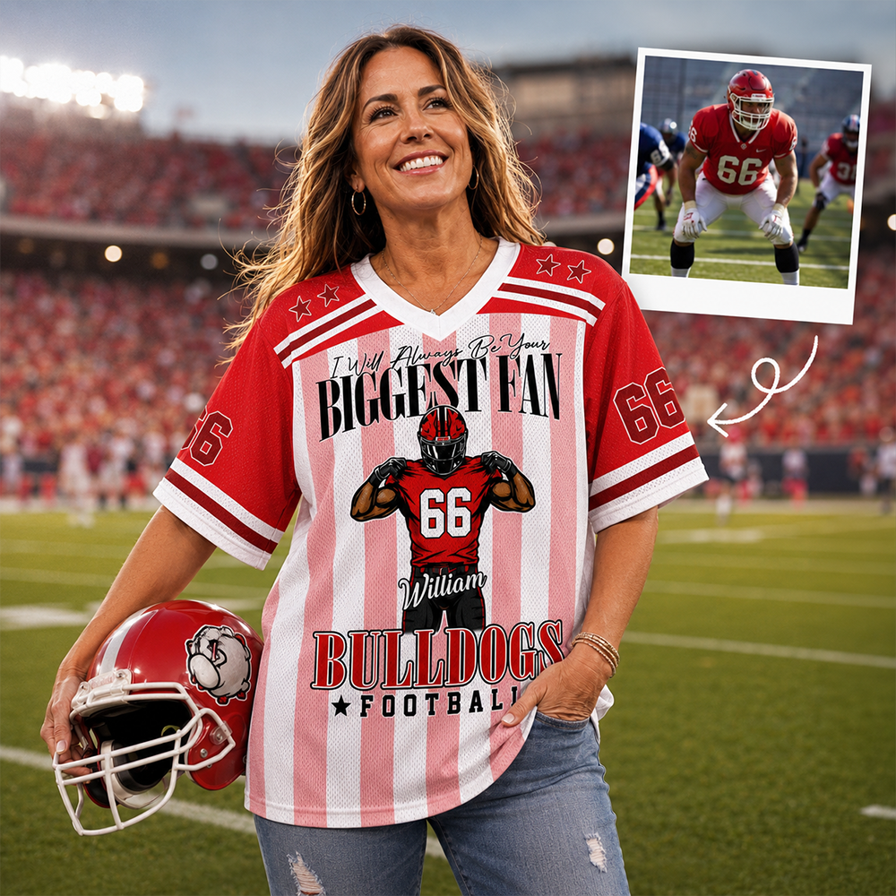 I Will Always Be Your Biggest Fan, Personalized Football Jersey Custom Football Player, Gift For Football Mom Football Lovers MI209 Hv01