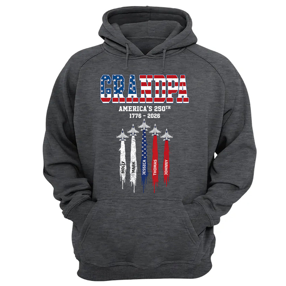 American Grandpa, Personalized Shirt Custom Kids Names Nation Flag American 250th Anniversary,  Father's Day Gift For Dad, Grandpa MI209 VH01