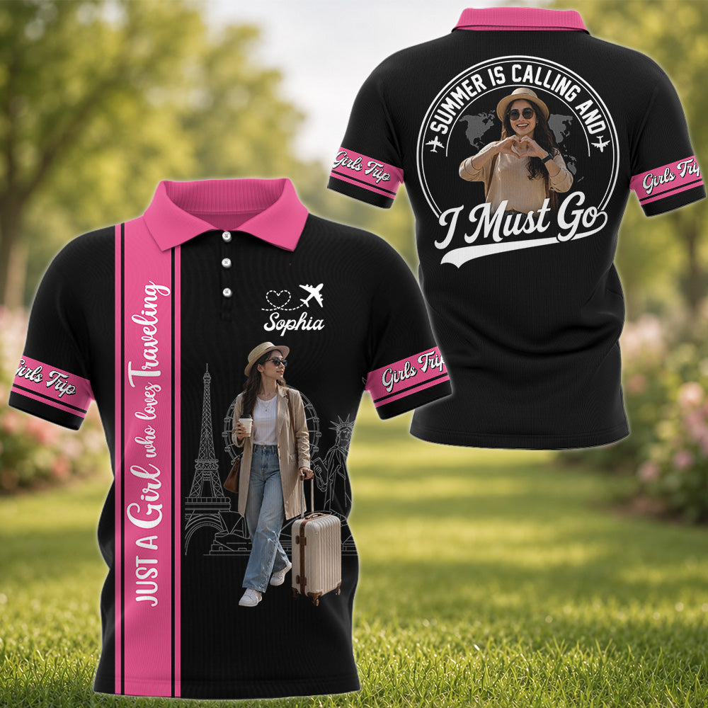Just A Girl Boy Who Loves Traveling - Personalized Travel Shirt, Custom Photo Vacation Shirt Na02 Hv01