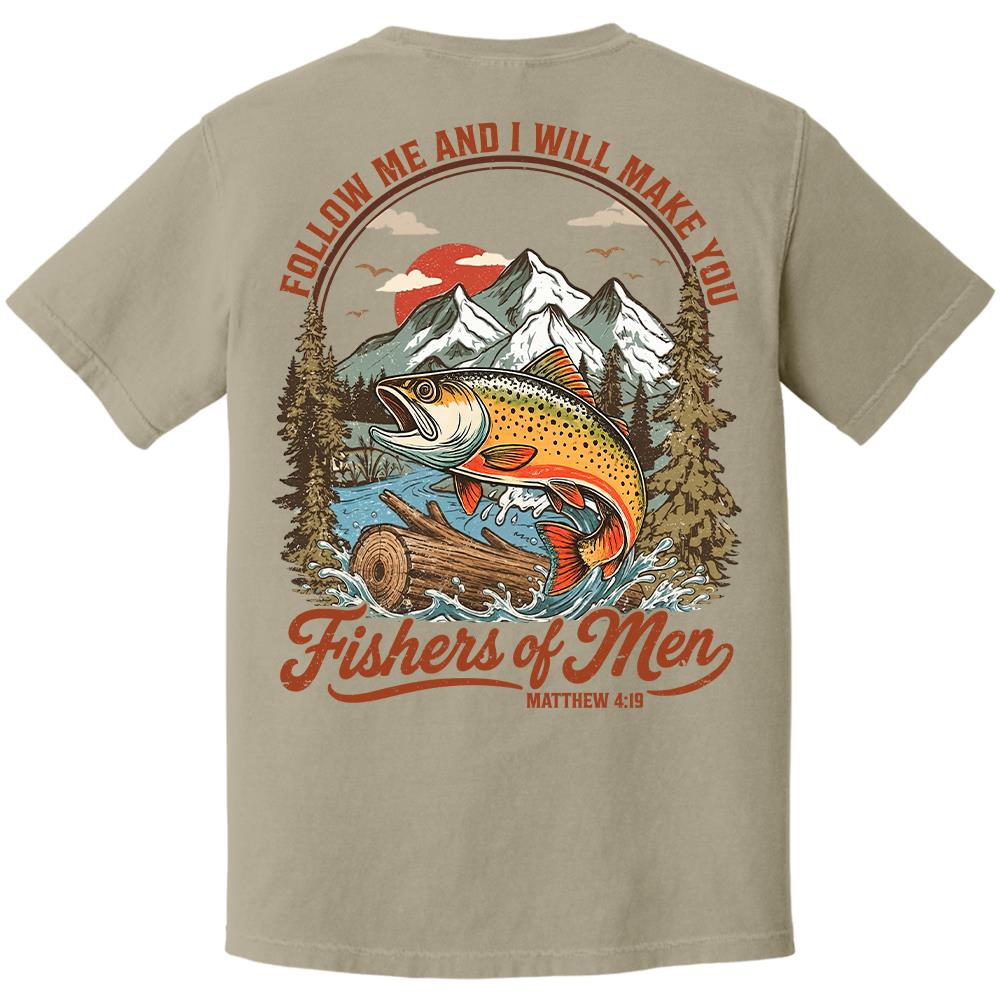 Follow Me and I Will Make You Fishers of Men Shirt - Matthew 4:19 Christian Fishing Shirt Hv01