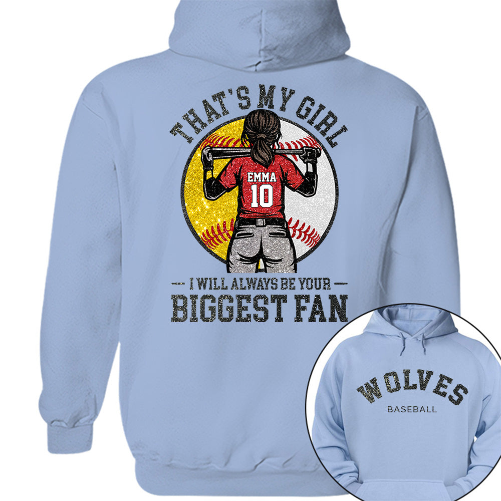 Custom Baseball Softball Mom Shirt, Personalized Kids Name Number Team Name, Those Are My Kids Biggest Fan Tee VH01
