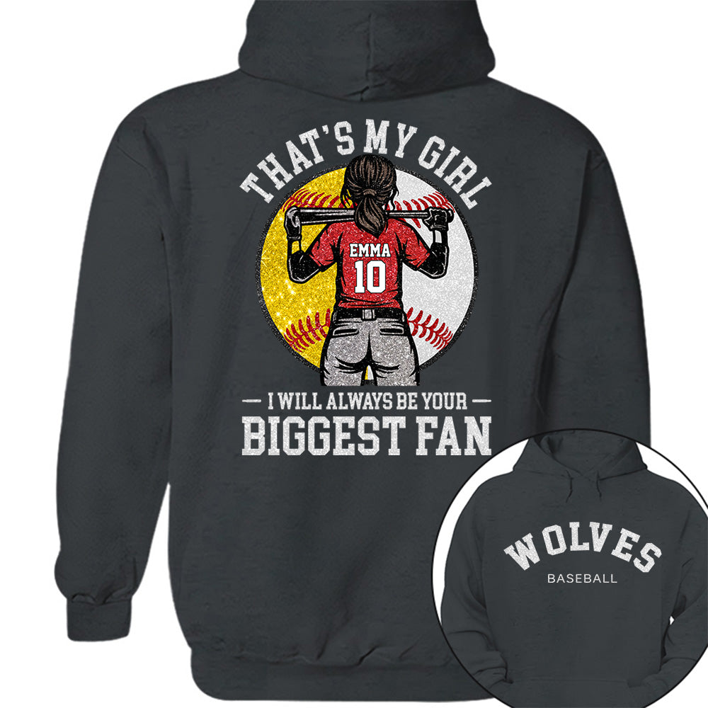 Custom Baseball Softball Mom Shirt, Personalized Kids Name Number Team Name, Those Are My Kids Biggest Fan Tee VH01