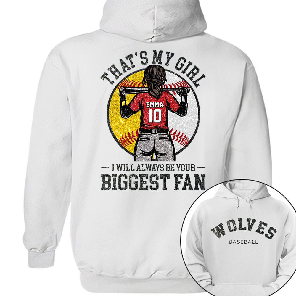 Custom Baseball Softball Mom Shirt, Personalized Kids Name Number Team Name, Those Are My Kids Biggest Fan Tee VH01