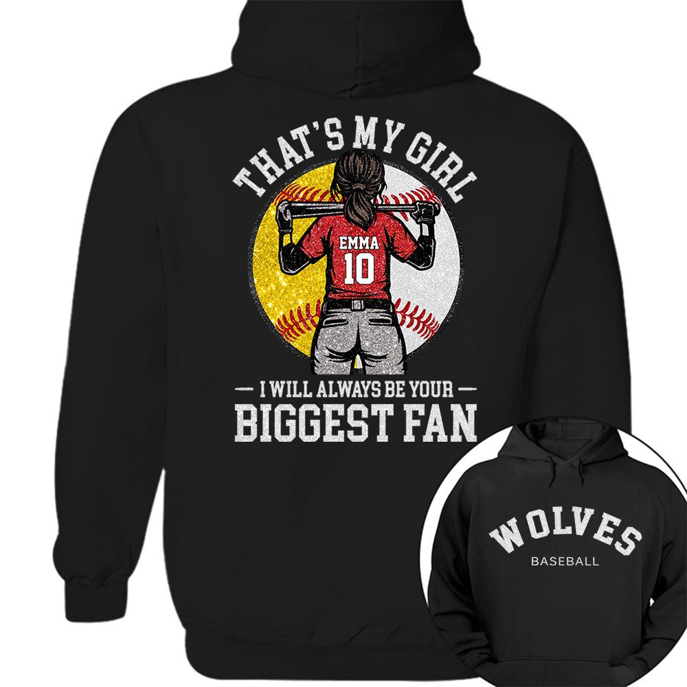 Custom Baseball Softball Mom Shirt, Personalized Kids Name Number Team Name, Those Are My Kids Biggest Fan Tee VH01