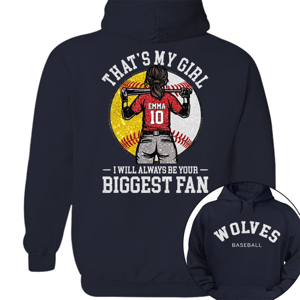 Custom Baseball Softball Mom Shirt, Personalized Kids Name Number Team Name, Those Are My Kids Biggest Fan Tee VH01