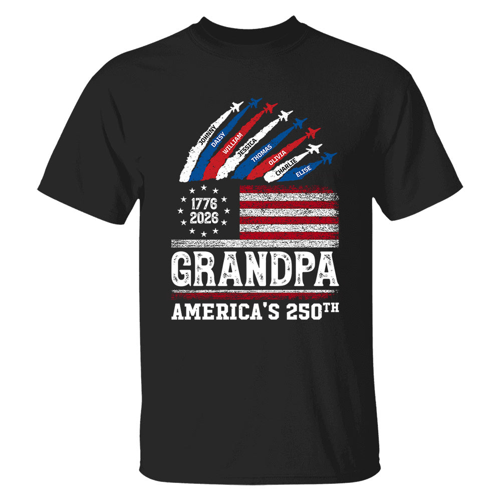 Proud Dad Grandpa Nation Flag American 250th Anniversary, Personalized Cool Shirt For Father's Day, Gift For Dad, Grandpa, Husband MI209 VH01