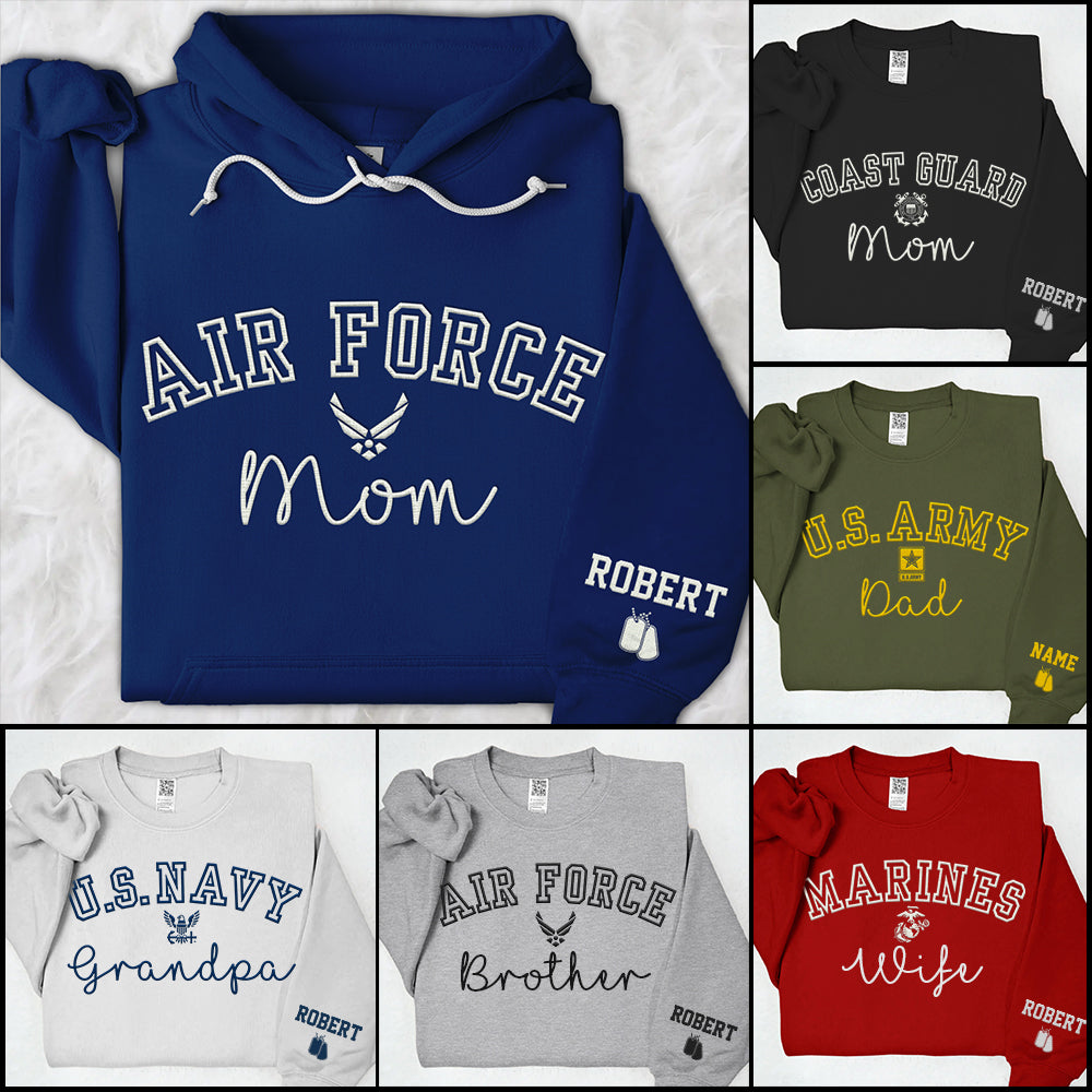 Proud Military Family Embroidered Shirts  Custom for All Branches Dad, Mom Gift For Military Family K1702 Trhn