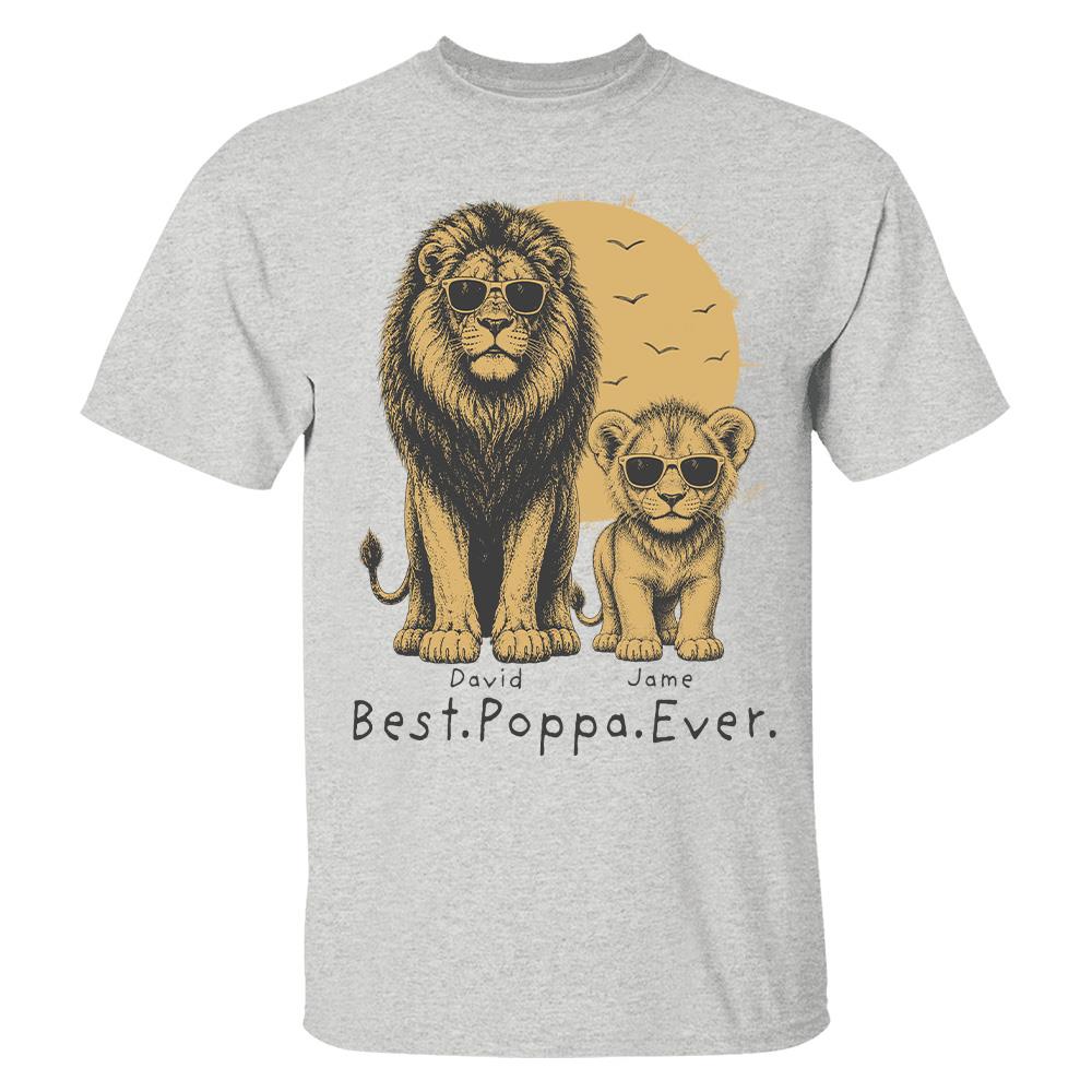 Retro Vintage Lion Dad And Kids Daddy Protector - Personalized Shirt - Cool Father's Day Gift For Dad, Husband Hv01 Vr2