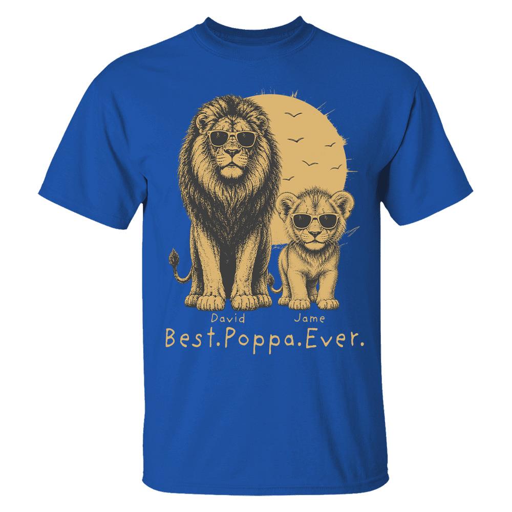 Retro Vintage Lion Dad And Kids Daddy Protector - Personalized Shirt - Cool Father's Day Gift For Dad, Husband Hv01 Vr2