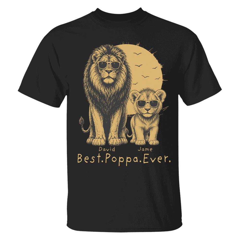 Retro Vintage Lion Dad And Kids Daddy Protector - Personalized Shirt - Cool Father's Day Gift For Dad, Husband Hv01 Vr2