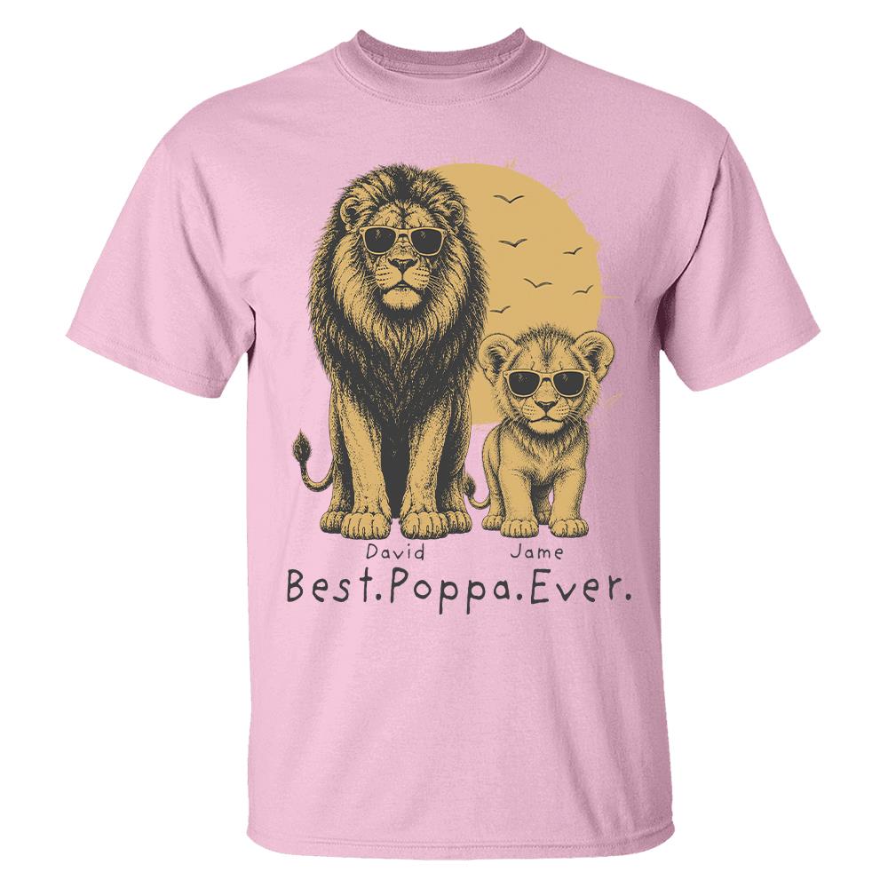 Retro Vintage Lion Dad And Kids Daddy Protector - Personalized Shirt - Cool Father's Day Gift For Dad, Husband Hv01 Vr2
