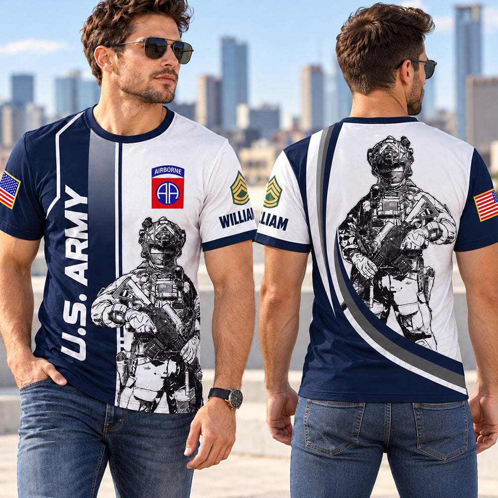 Custom Veteran Shirt Military Division Rank All Over Print Shirt Hoodies Available To All Military Branches For Veterans K1702 MT2