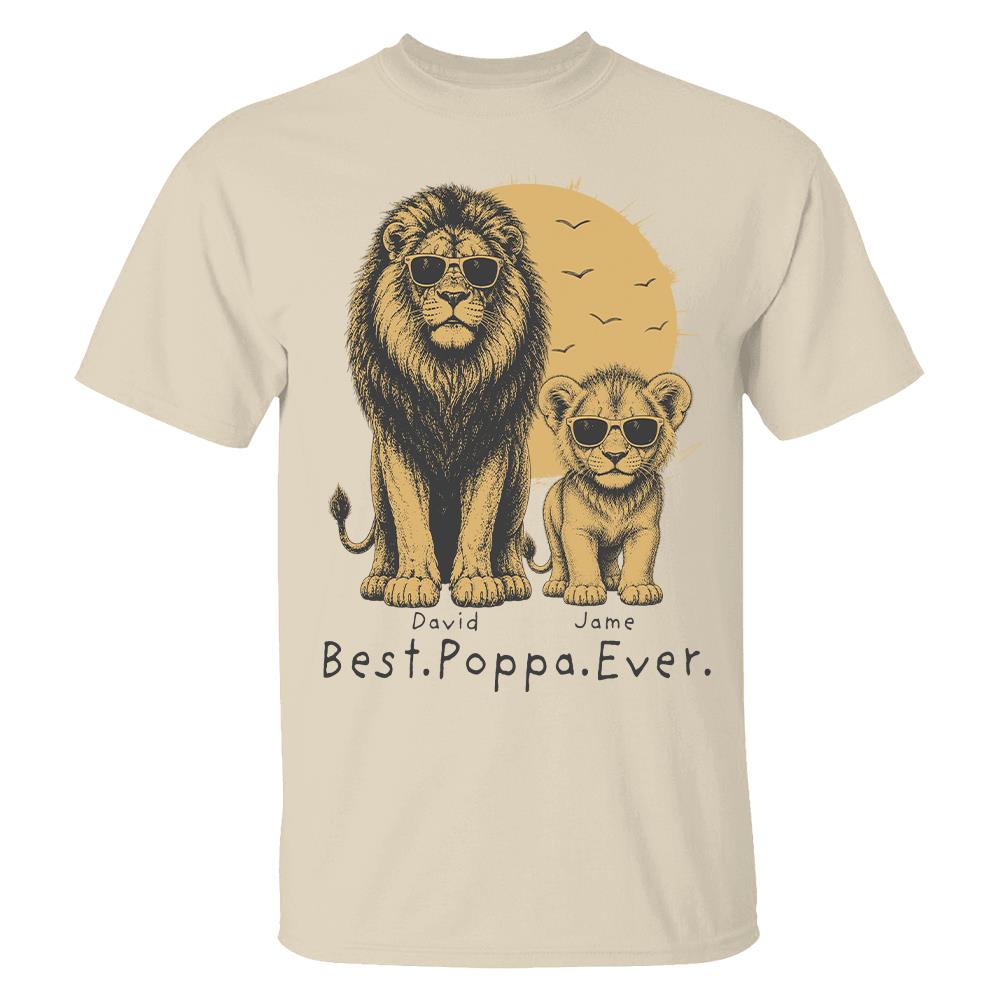 Retro Vintage Lion Dad And Kids Daddy Protector - Personalized Shirt - Cool Father's Day Gift For Dad, Husband Hv01 Vr2