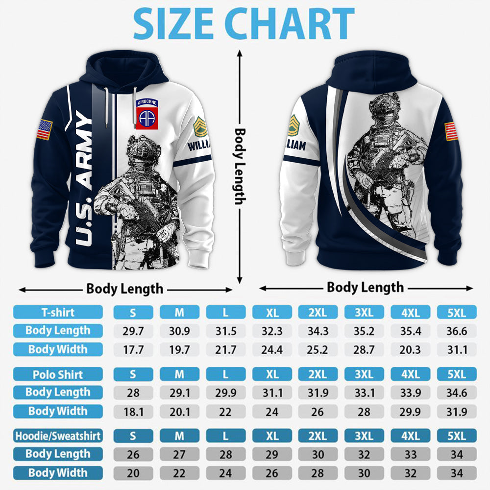 Custom Veteran Shirt Military Division Rank All Over Print Shirt Hoodies Available To All Military Branches For Veterans K1702 MT2