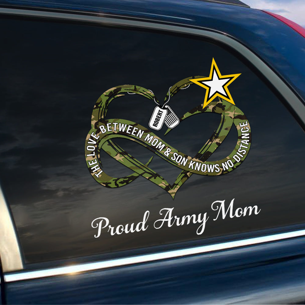 Personalized Car Decal Sticker The Love Between Mom & Daughter Knows No Distance Gift For Military Family Member K1702 Trhn