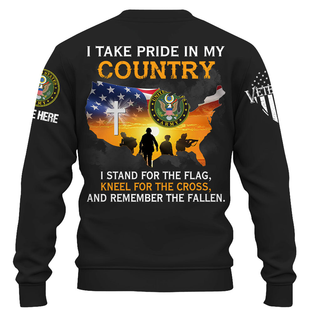 Personalized Shirt I Take Pride In My Country I Stand For The Flag Kneel For The Cross Veteran Shirt K1702