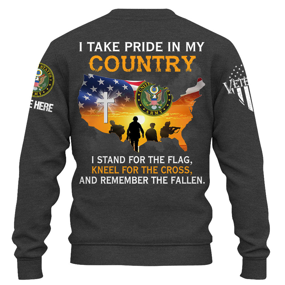 Personalized Shirt I Take Pride In My Country I Stand For The Flag Kneel For The Cross Veteran Shirt K1702
