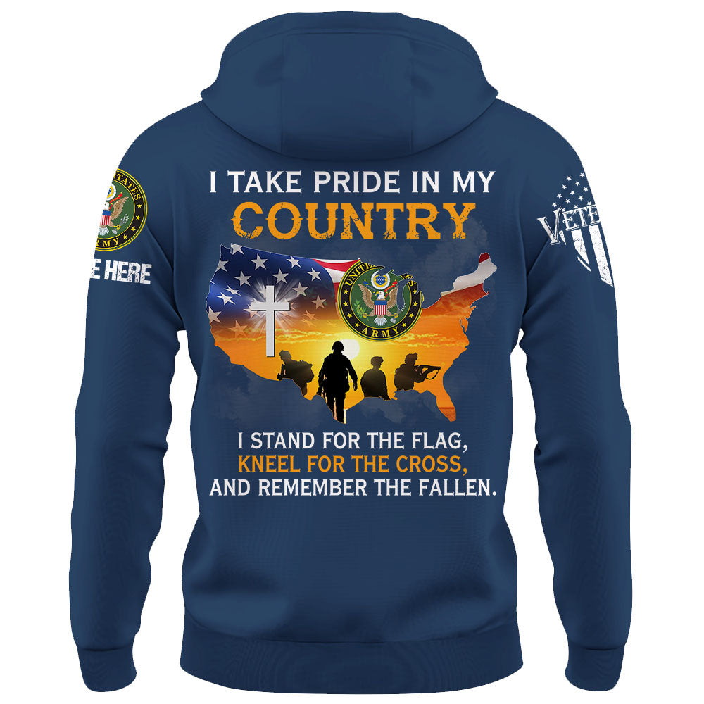 Personalized Shirt I Take Pride In My Country I Stand For The Flag Kneel For The Cross Veteran Shirt K1702