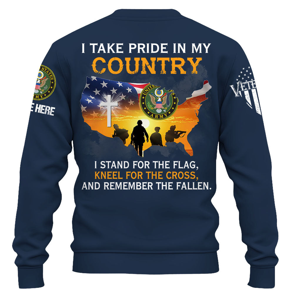 Personalized Shirt I Take Pride In My Country I Stand For The Flag Kneel For The Cross Veteran Shirt K1702