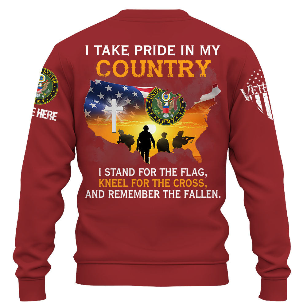 Personalized Shirt I Take Pride In My Country I Stand For The Flag Kneel For The Cross Veteran Shirt K1702