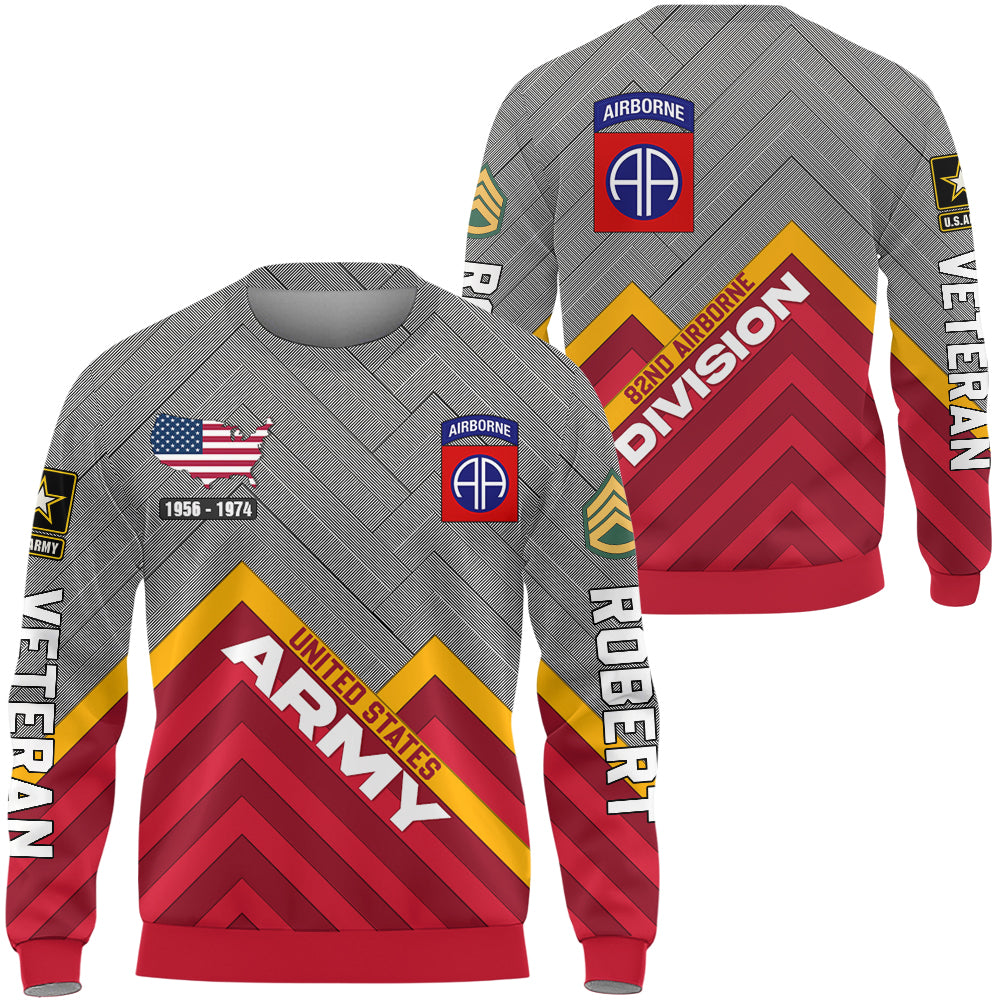 Custom Military Division Rank All Over Print Shirt Hoodies Available To All Military Branches For Veterans K1702 Trhn