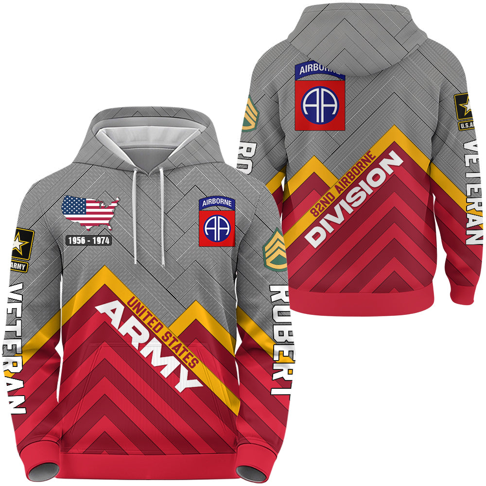 Custom Military Division Rank All Over Print Shirt Hoodies Available To All Military Branches For Veterans K1702 Trhn