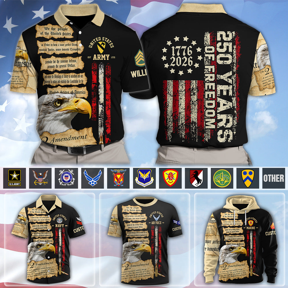 Custom Shirt 250 Years Of Freedom We The People Gift For Veterans Military Gift All Military Branches All Over Print Shirt K1702 MT2
