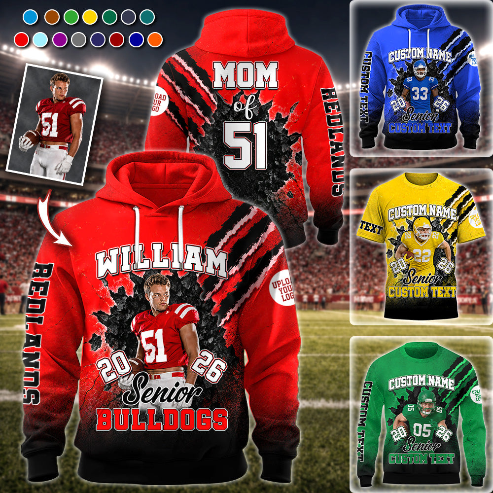 Custom Photo Football All Over Print Shirt For Football Family Senior Football 2026 Game Day Shirt K1702 MT2