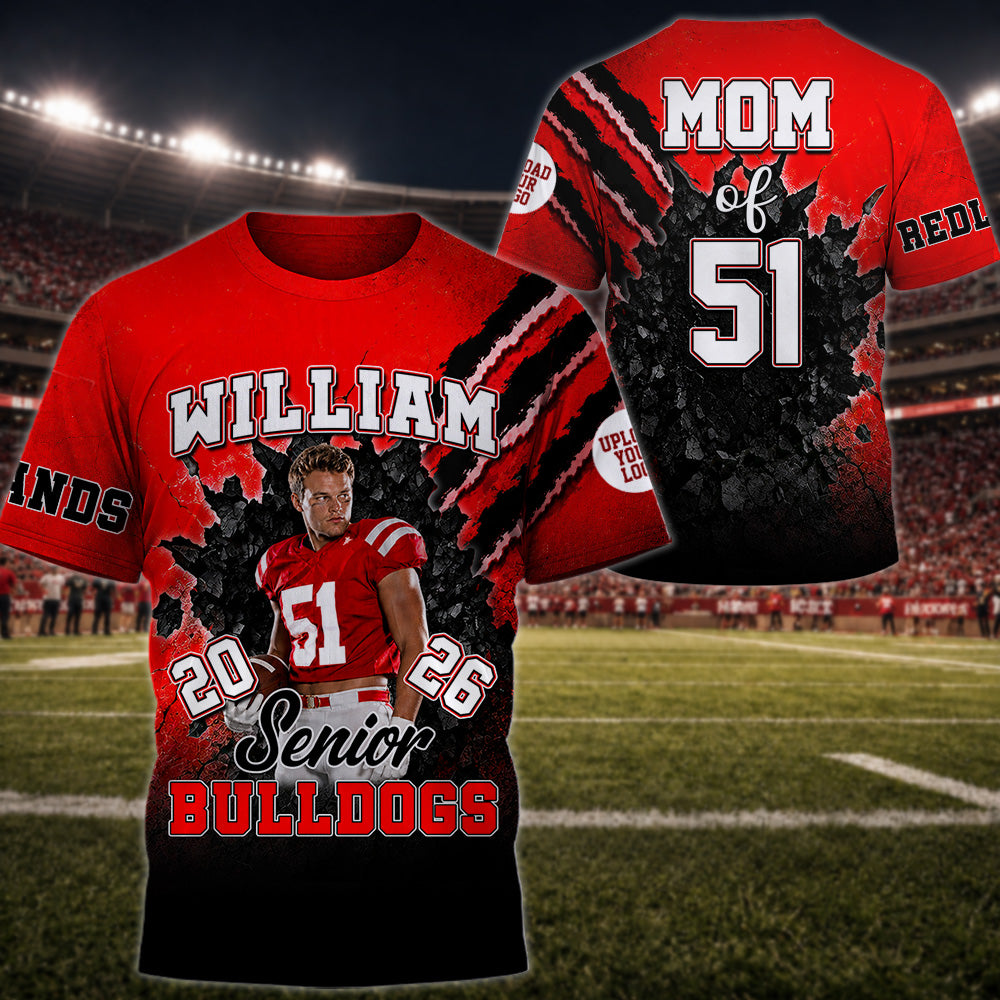 Custom Photo Football All Over Print Shirt For Football Family Senior Football 2026 Game Day Shirt K1702 MT2