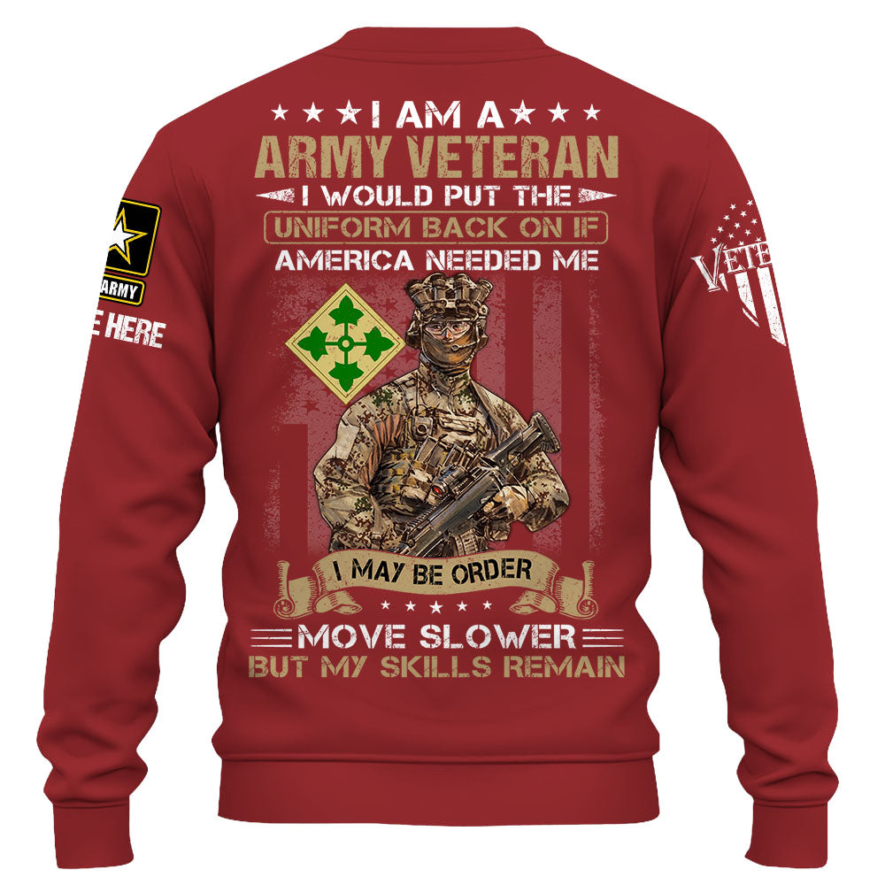 Personalized Shirt I Am A US Veteran I Would Put The Uniform Back On If America Needed Me Custom Branch Veteran Shirt K1702