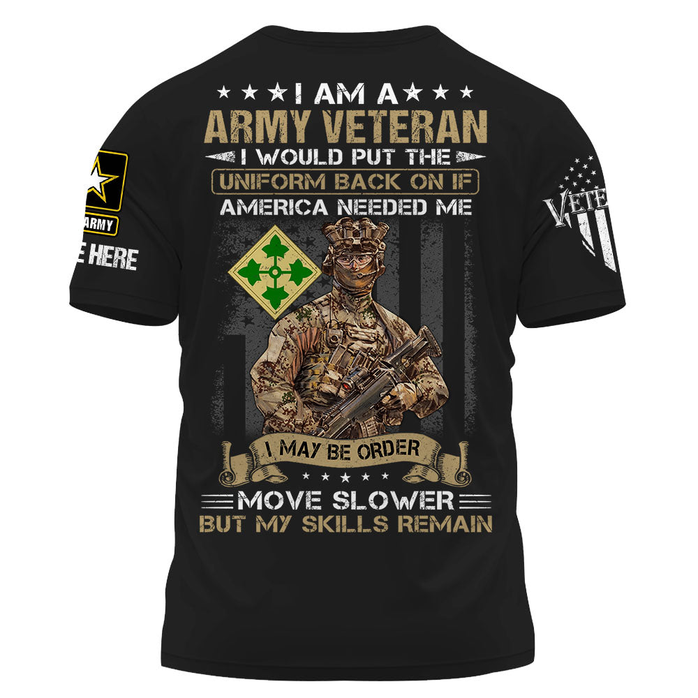 Personalized Shirt I Am A US Veteran I Would Put The Uniform Back On If America Needed Me Custom Branch Veteran Shirt K1702
