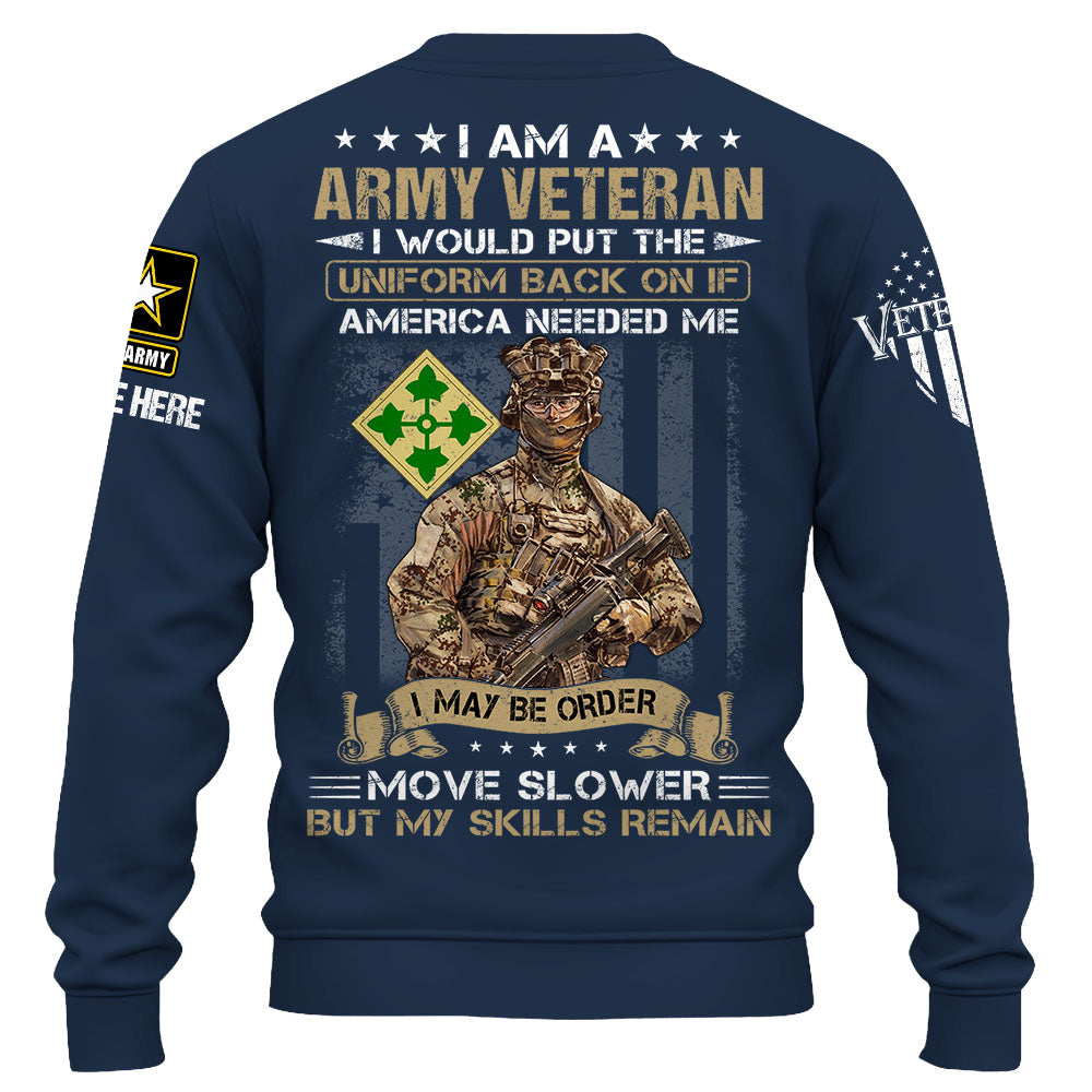 Personalized Shirt I Am A US Veteran I Would Put The Uniform Back On If America Needed Me Custom Branch Veteran Shirt K1702