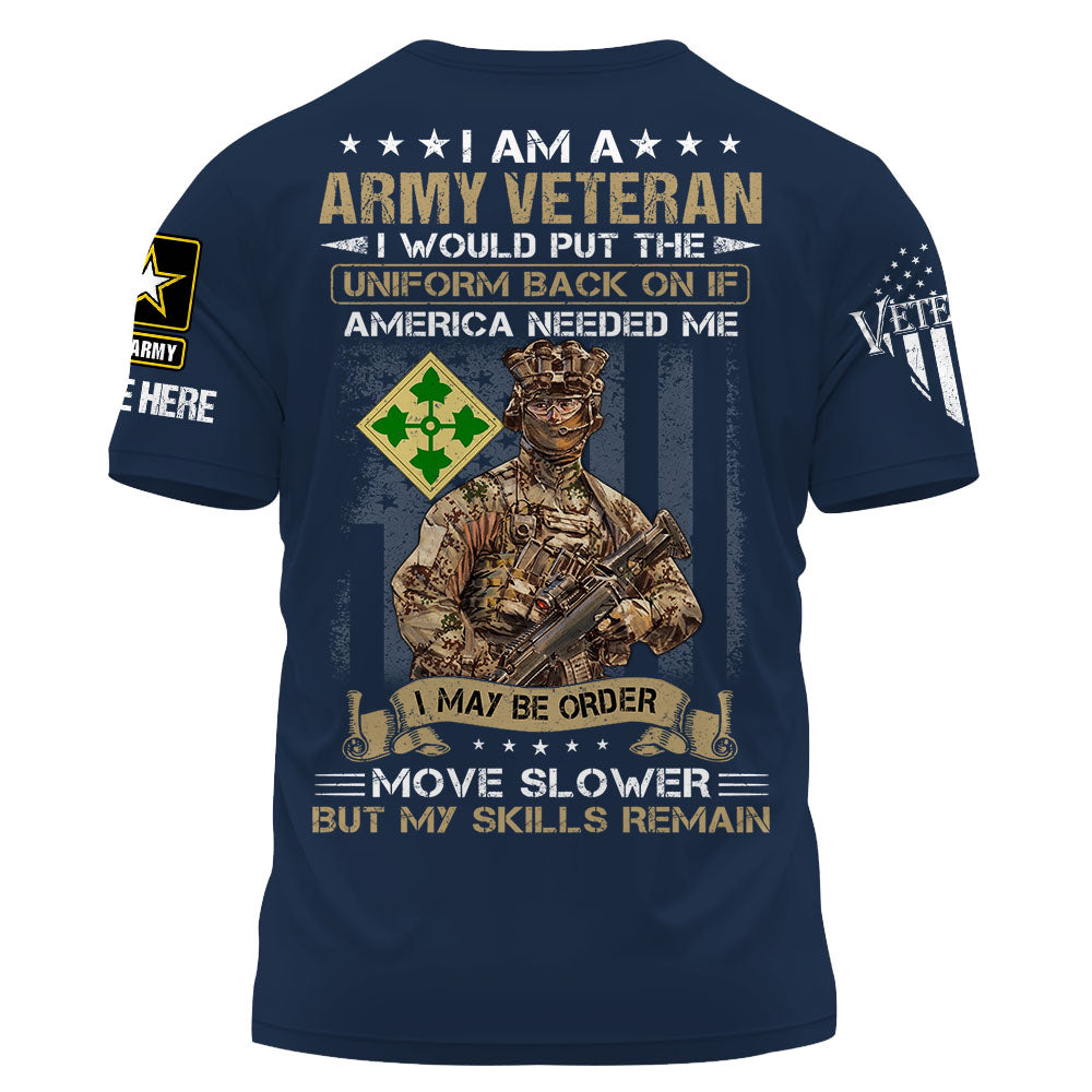 Personalized Shirt I Am A US Veteran I Would Put The Uniform Back On If America Needed Me Custom Branch Veteran Shirt K1702