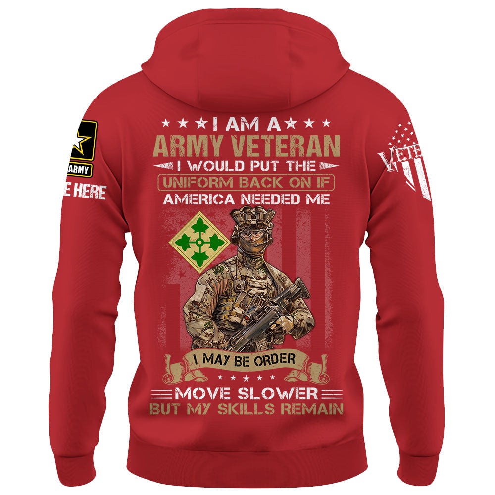 Personalized Shirt I Am A US Veteran I Would Put The Uniform Back On If America Needed Me Custom Branch Veteran Shirt K1702
