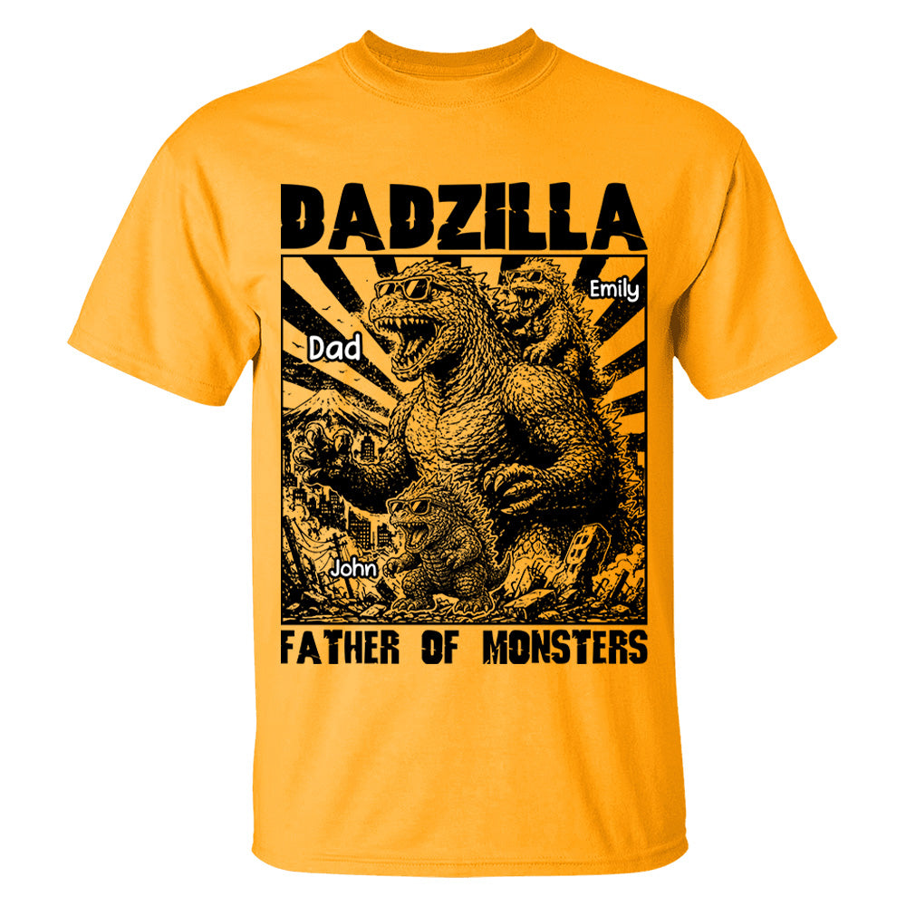 Personalized Dadzilla T-Shirt Father Day Gifts for Dad Funny Papa Tshirt Cool Daddy Dinosaur Tee VH01